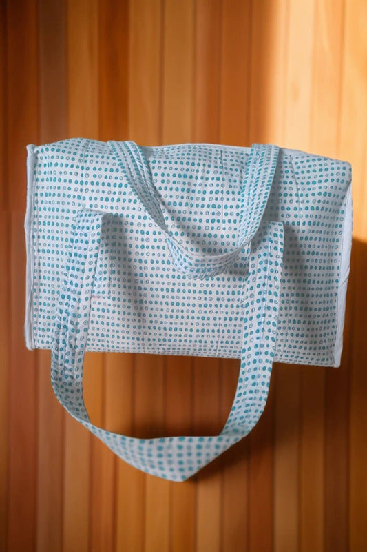Multipurpose Carry Bag - (White And Blue Dot)
