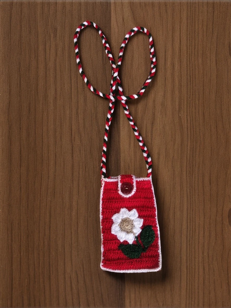 Handmade Crochet Mobile Cover – Stylish & Protective (Red)