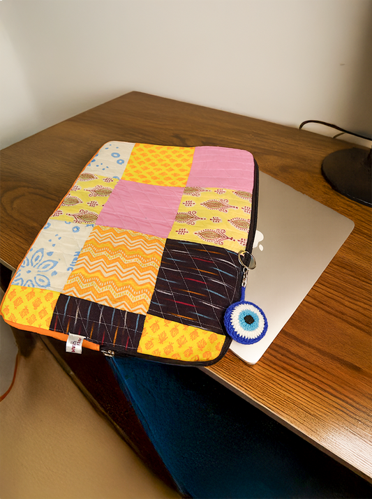 Vibrant Patchwork Handmade Quilted Laptop Cover
