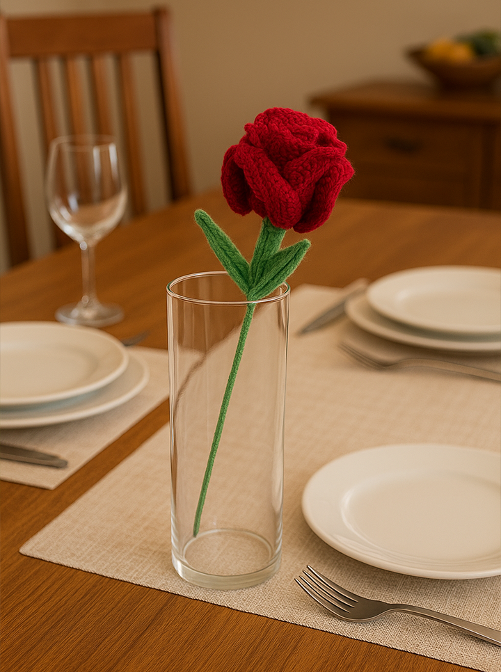 Red Crochet Rose