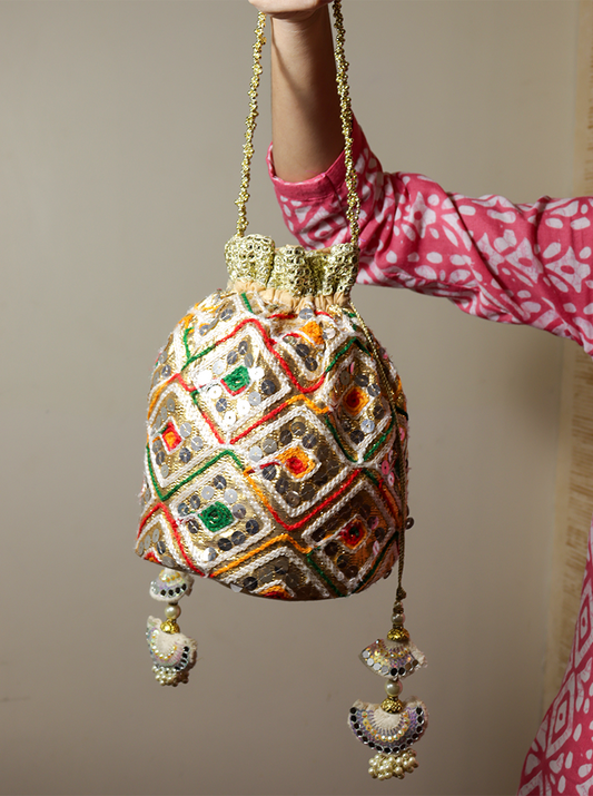 Handmade Embroidered Potli Bag – Elegant Ethnic Accessory
