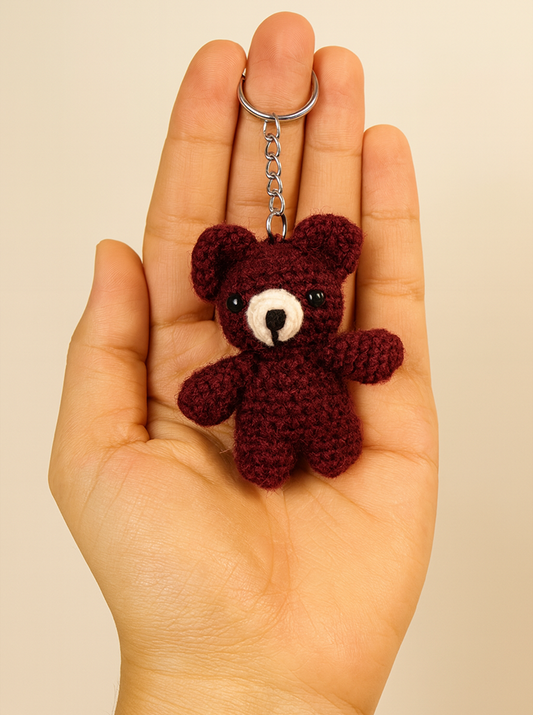 Handmade Crochet Teddy Bear Keychain – Adorable & Cozy Charm