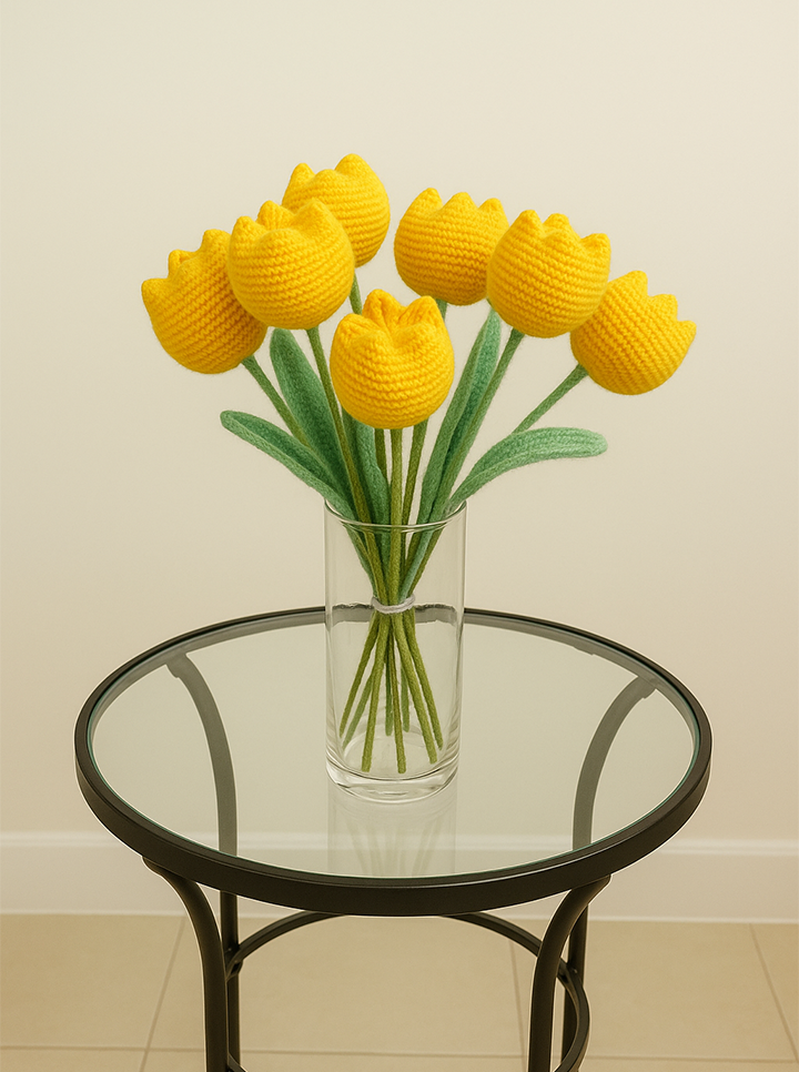 Handmade Crochet Yellow Tulip