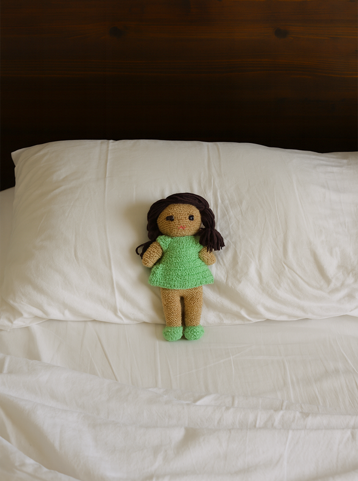 Handmade Crochet Doll – Green Frock Edition