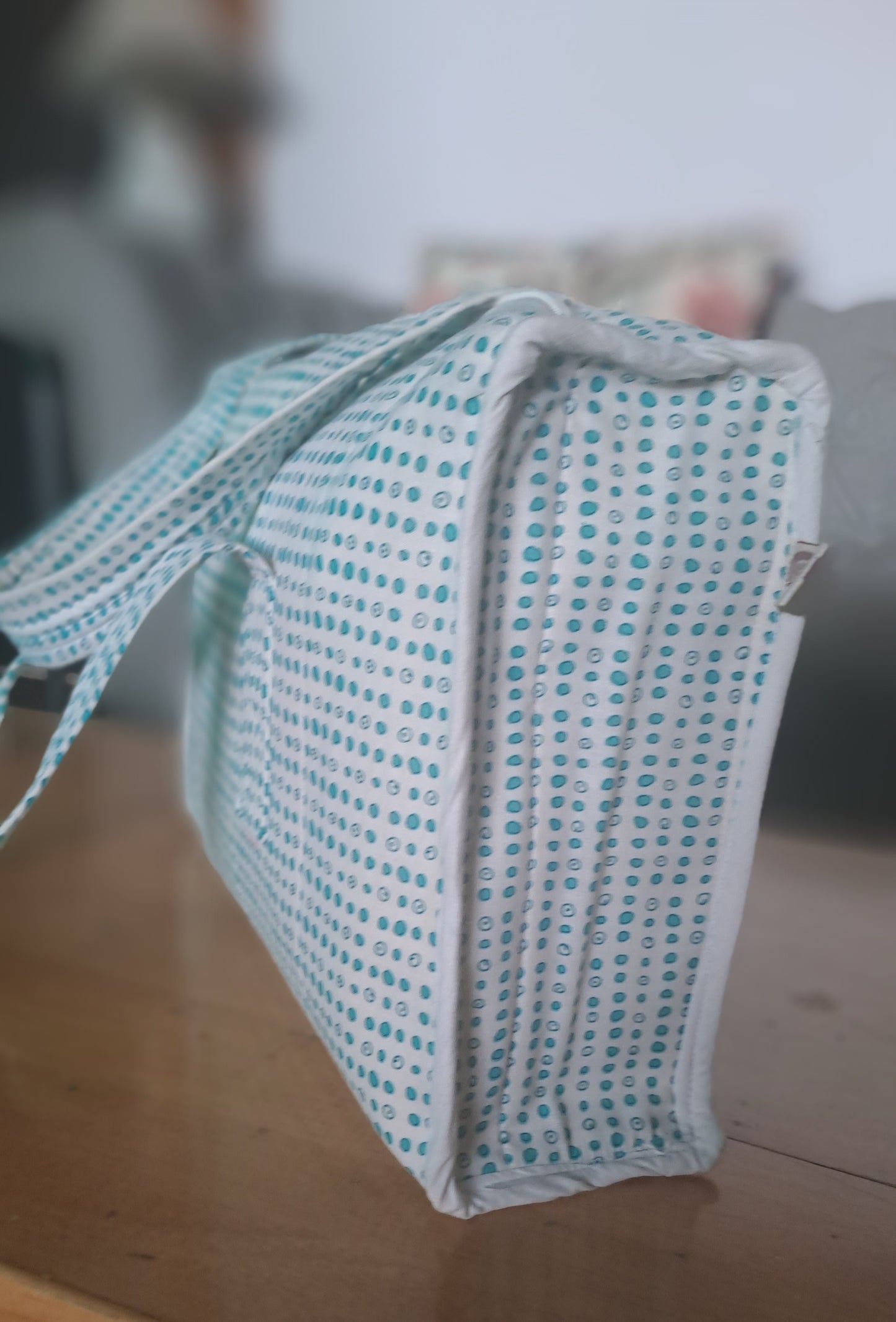 Multipurpose Carry Bag - (White And Blue Dot)