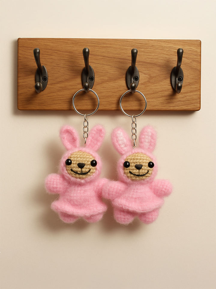 Handmade Crochet Pink Labubu Keychain – Cute & Quirky Charm