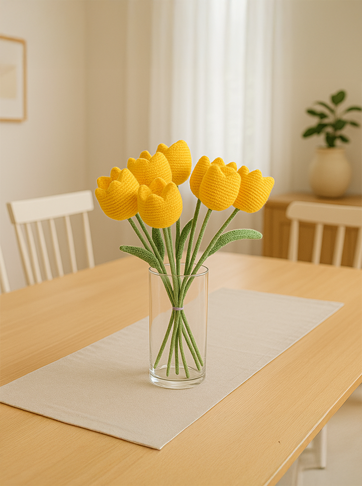 Handmade Crochet Yellow Tulip