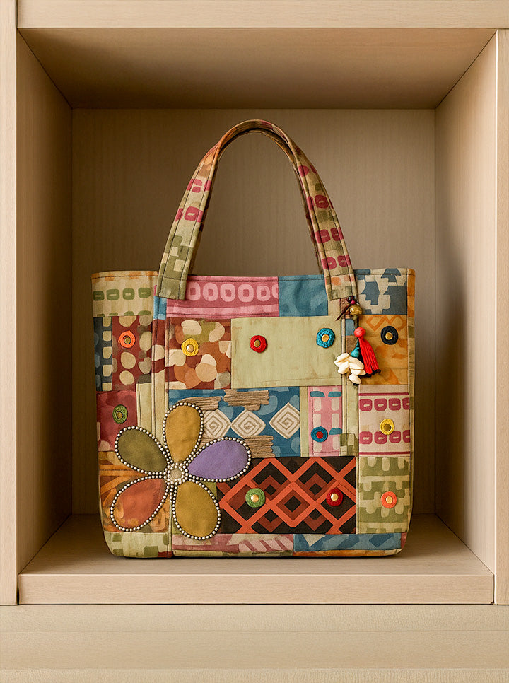Handmade Boho Tote Bag (Multicolour)