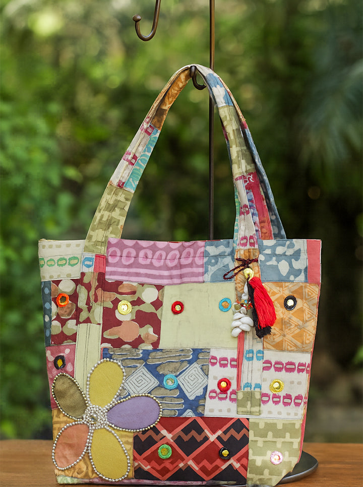 Handmade Boho Tote Bag (Multicolour)