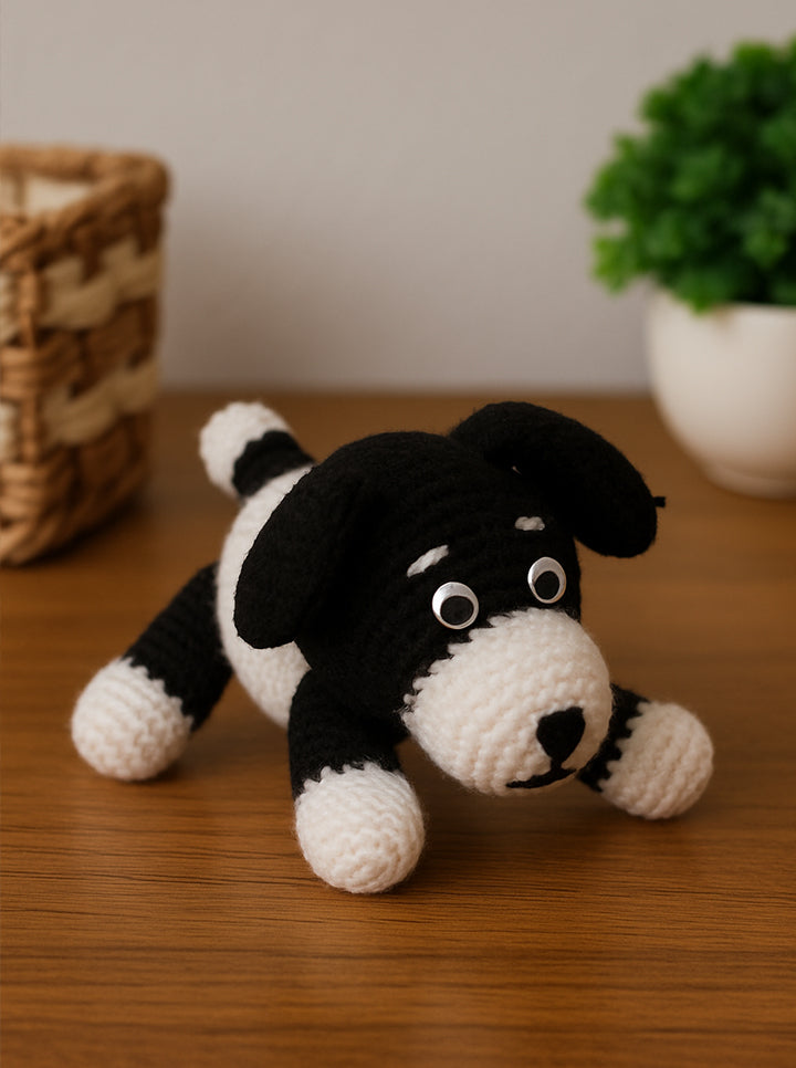 Handmade Big Crochet Doggy (Black And White)