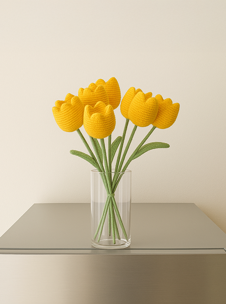 Handmade Crochet Yellow Tulip