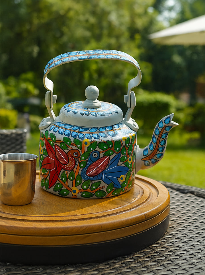 Hand Painted Aluminum Kettle (Grey)