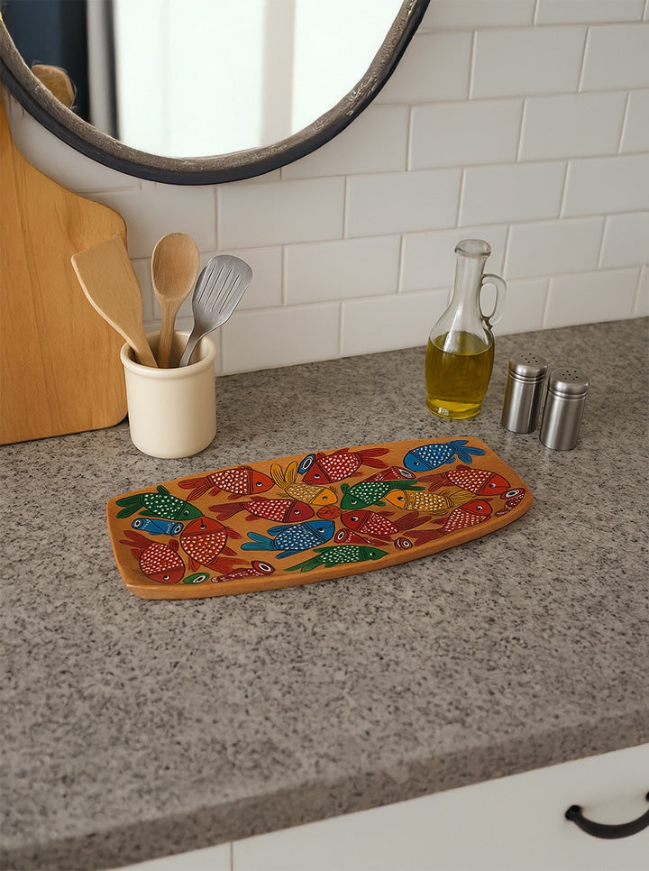 Handmade Pattachitra Fish Design Tray