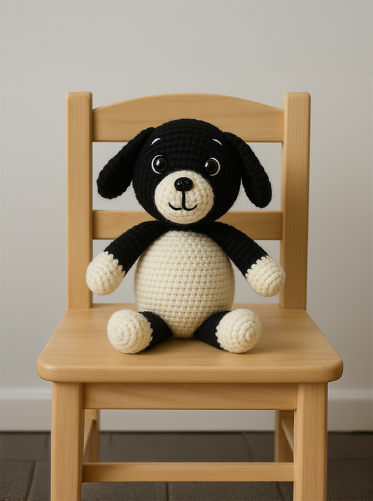Handmade Big Crochet Doggy (Black And White)