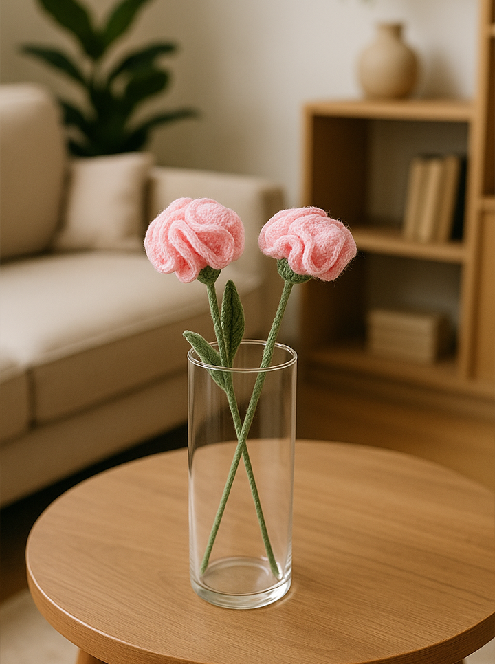 Handmade Crochet Light Pink Carnation