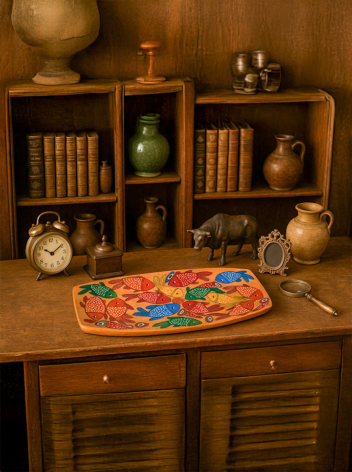 Handmade Pattachitra Fish Design Tray