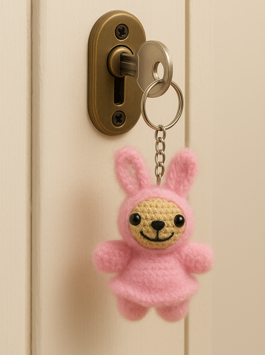 Handmade Crochet Pink Labubu Keychain – Cute & Quirky Charm