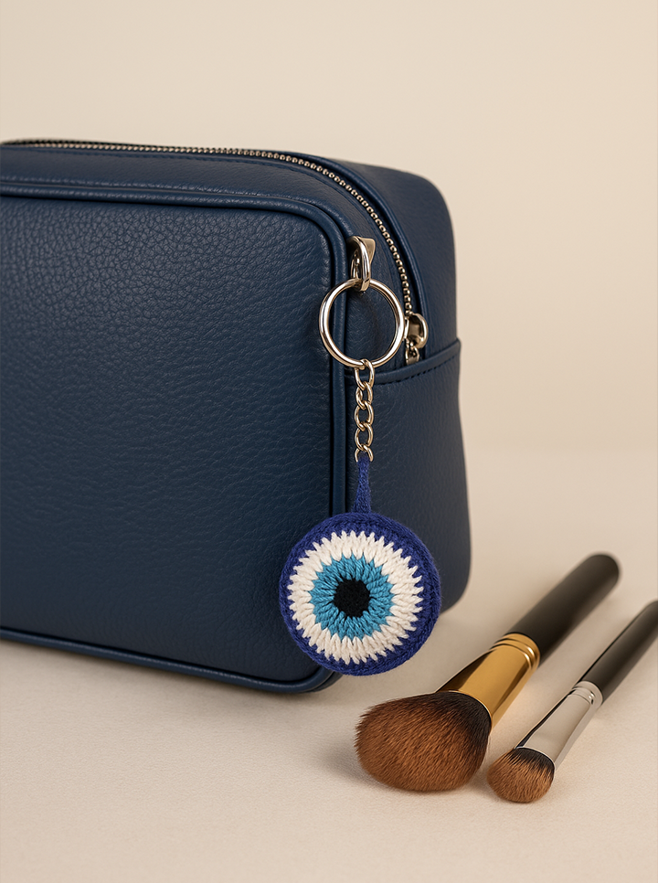 Handmade Crochet Evil Eye Keychain – Stylish & Protective Charm