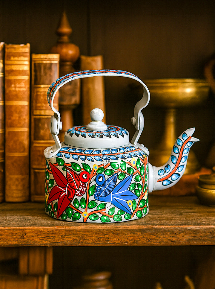 Hand Painted Aluminum Kettle (Grey)