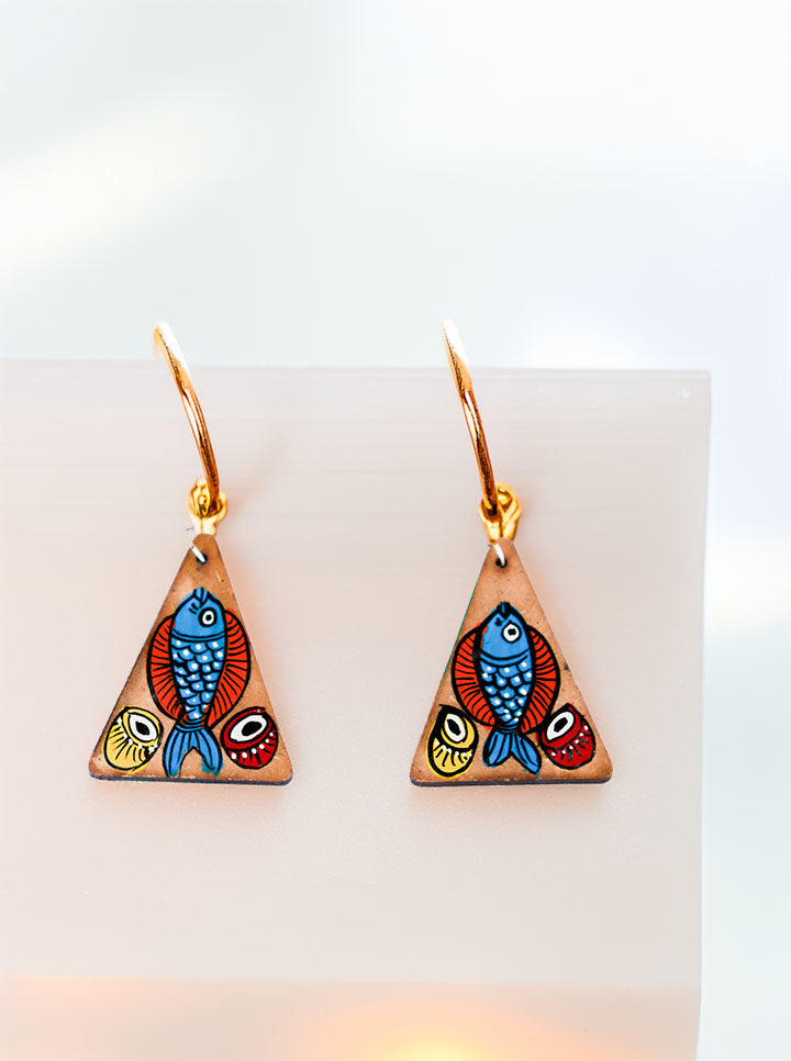 Hand-Painted Tribal Fish Earrings