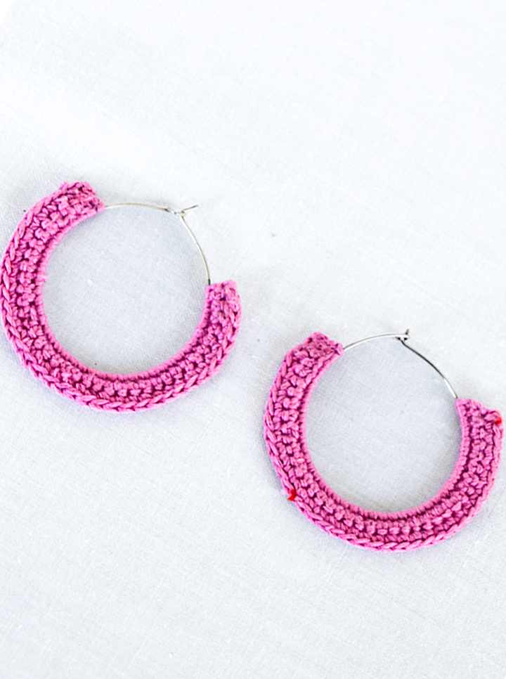 Handmade Crochet Pink Earrings