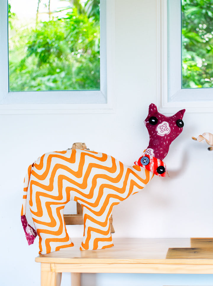 Handmade Cloth Toy Cow (Yellow Lining)