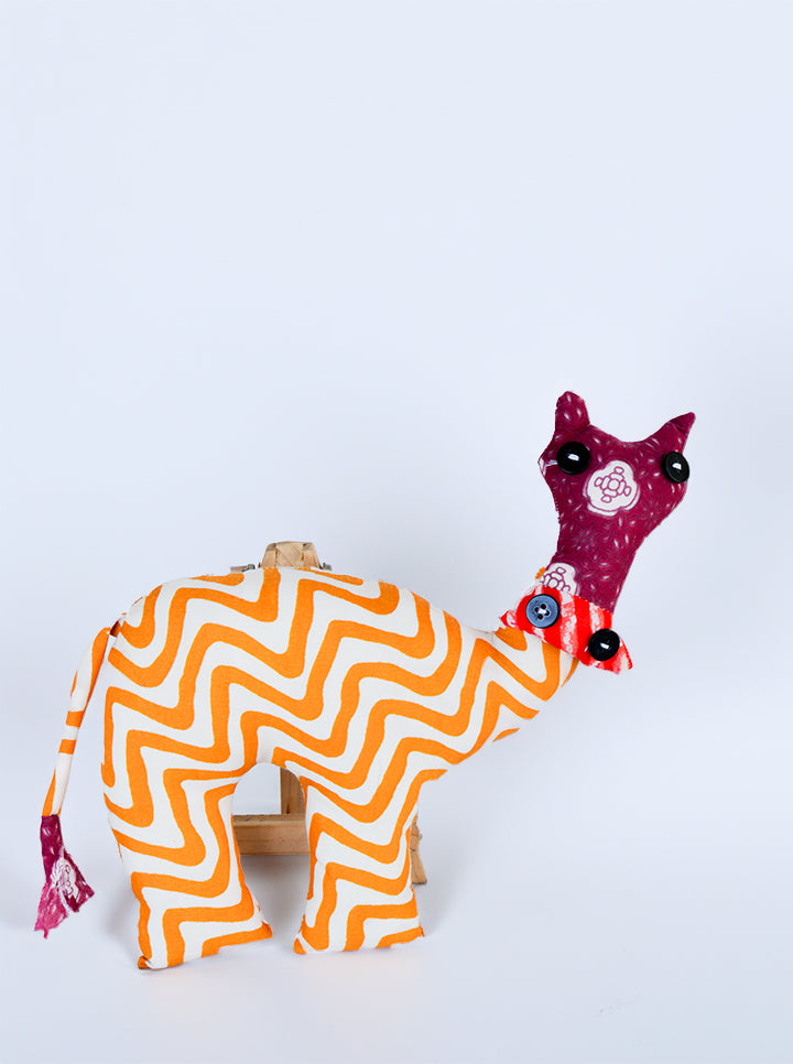 Handmade Cloth Toy Cow (Yellow Lining)