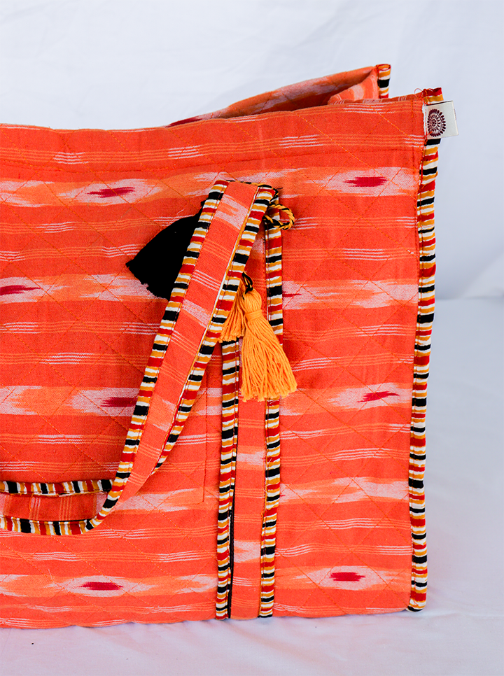 Cotton Reusable Washable Tote Bag (Orange)