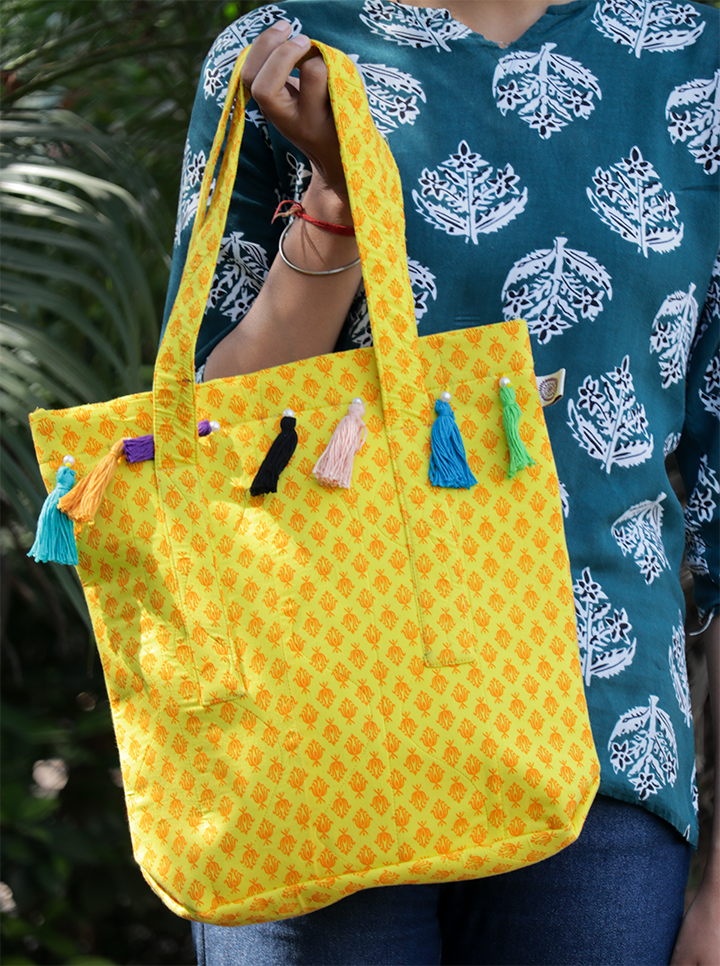 Handmade Embroidered Tote Bag – Vibrant & Elegant