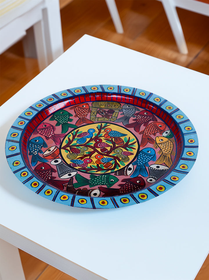 Hand painted Pattachitra Bird And Fish Decorative Plate