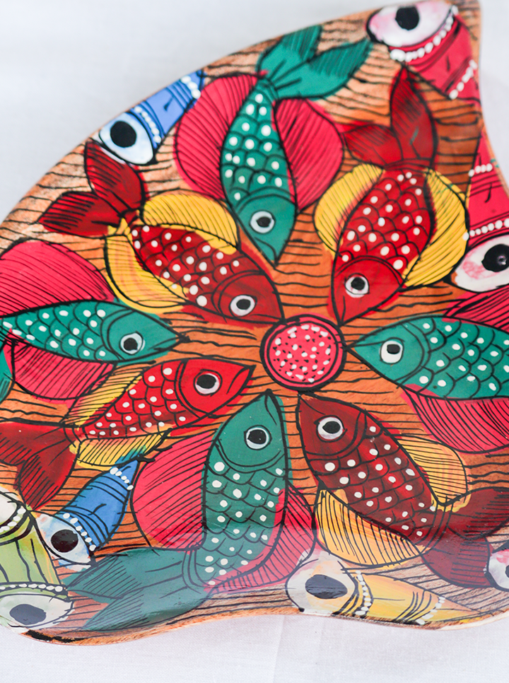 Handmade Petal Shape Pattachitra Decor Plate
