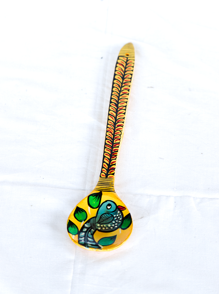 Handmade Pattachitra Wooden Spoon (Yellow)