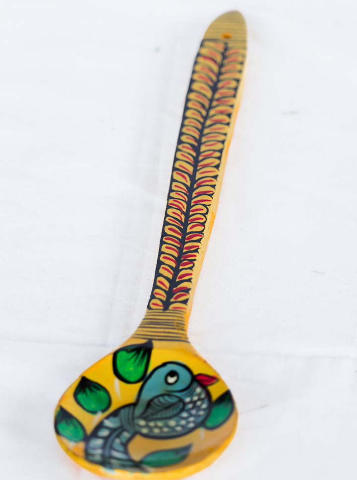 Handmade Pattachitra Wooden Spoon (Yellow)