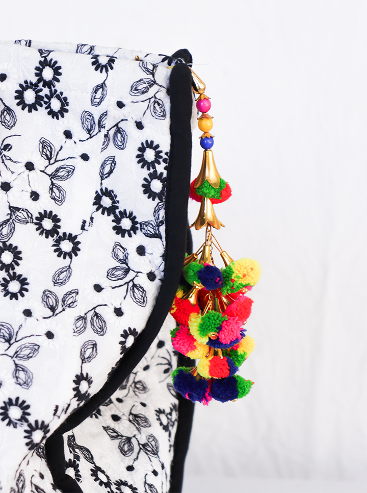 Hand Stitched Tote Bag (Black And White)