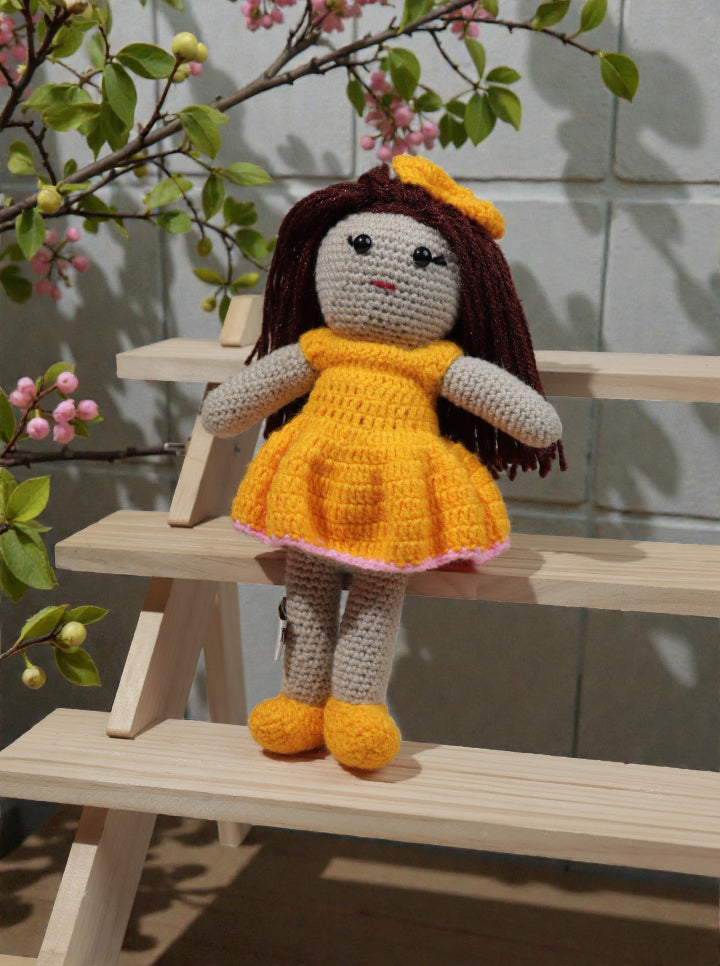 Handmade Crochet Doll – Yellow Dress Edition