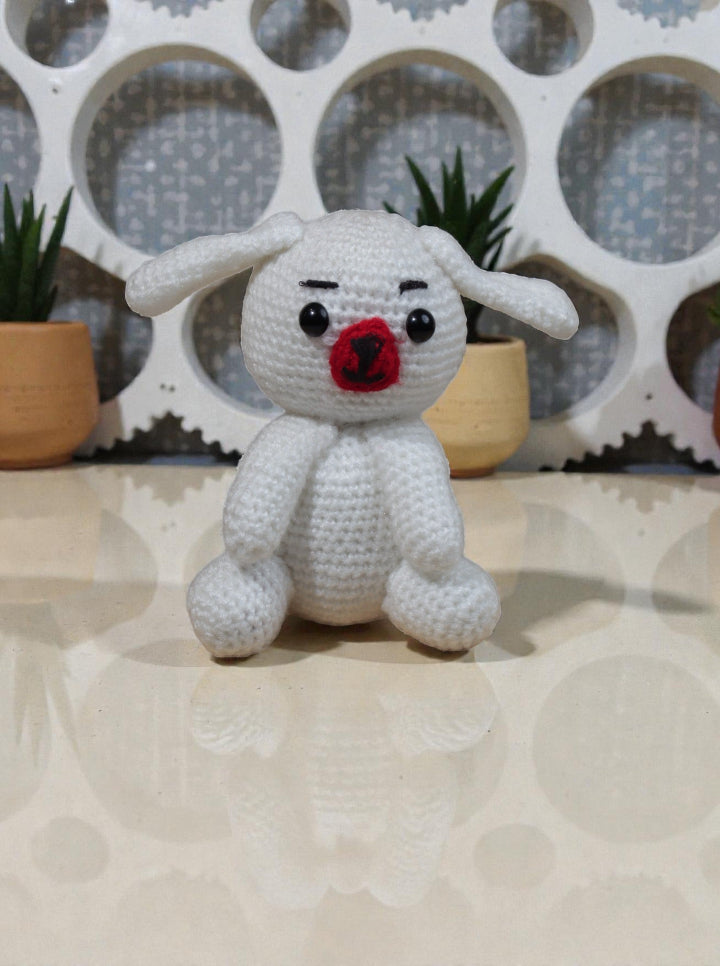Handmade Crochet White Puppy