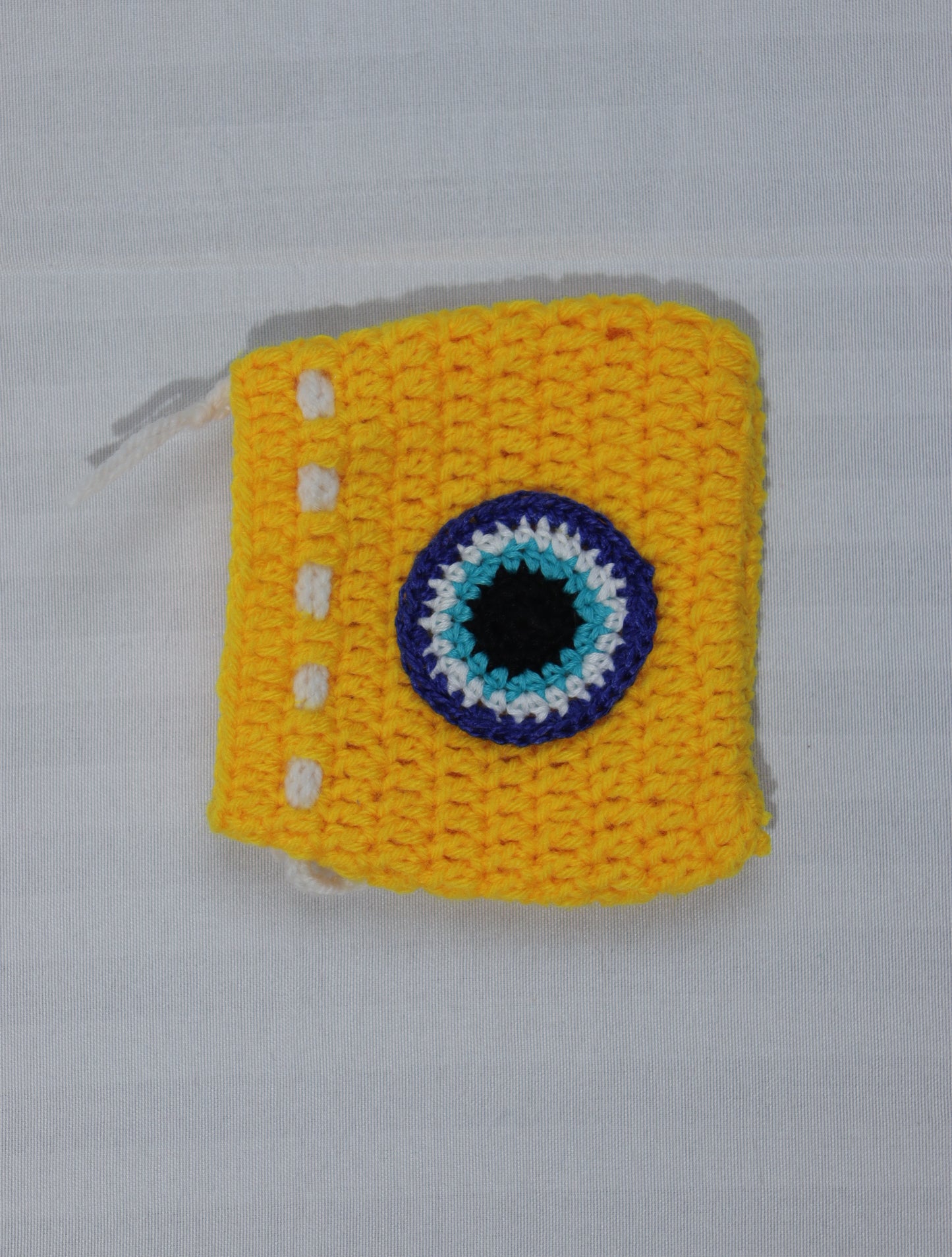 Handmade Crochet Small Pouch – Yellow Evil Eye | Mini Coin & Accessory Pouch