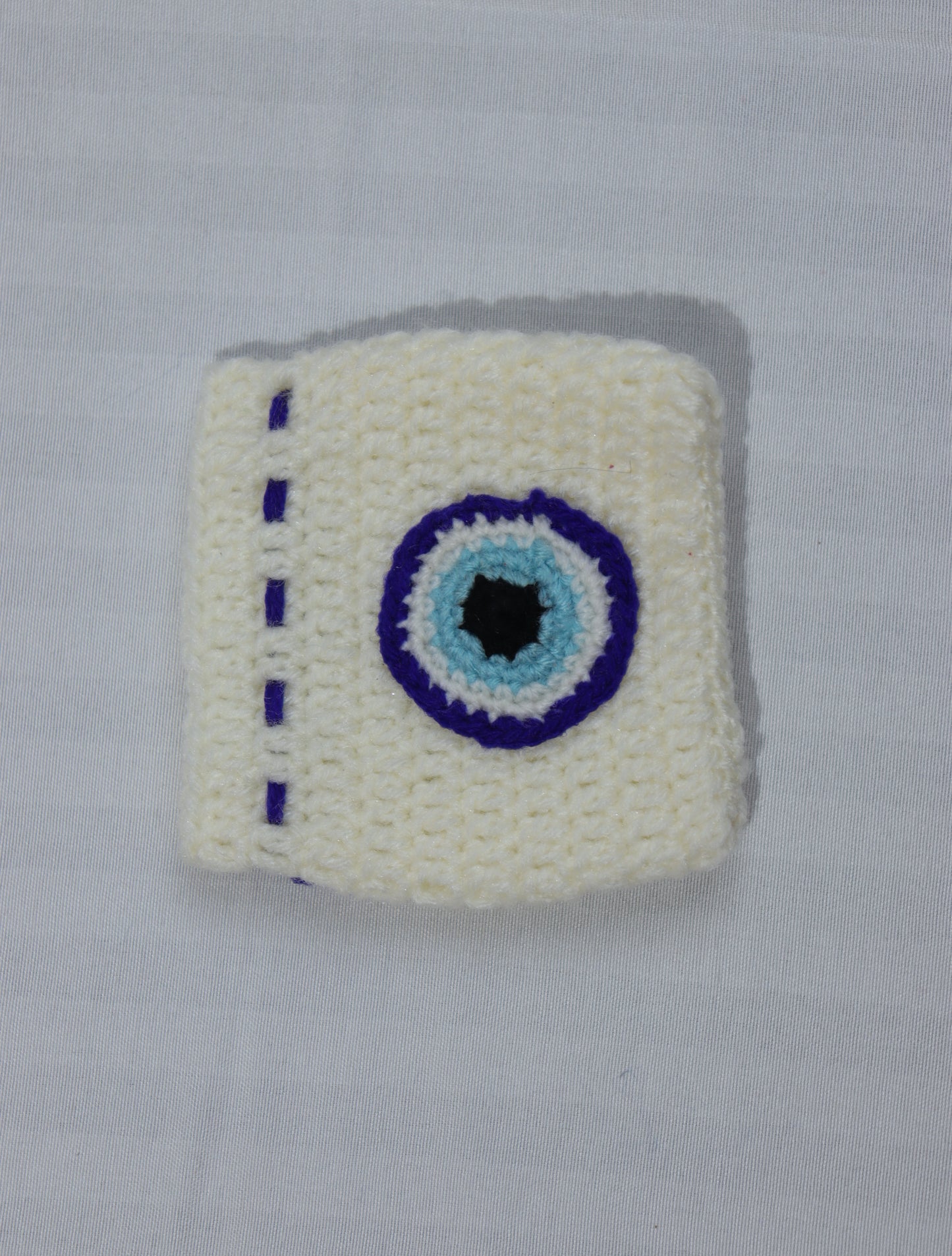 Handmade Crochet Small Pouch – White Evil Eye | Mini Coin & Jewelry Pouch