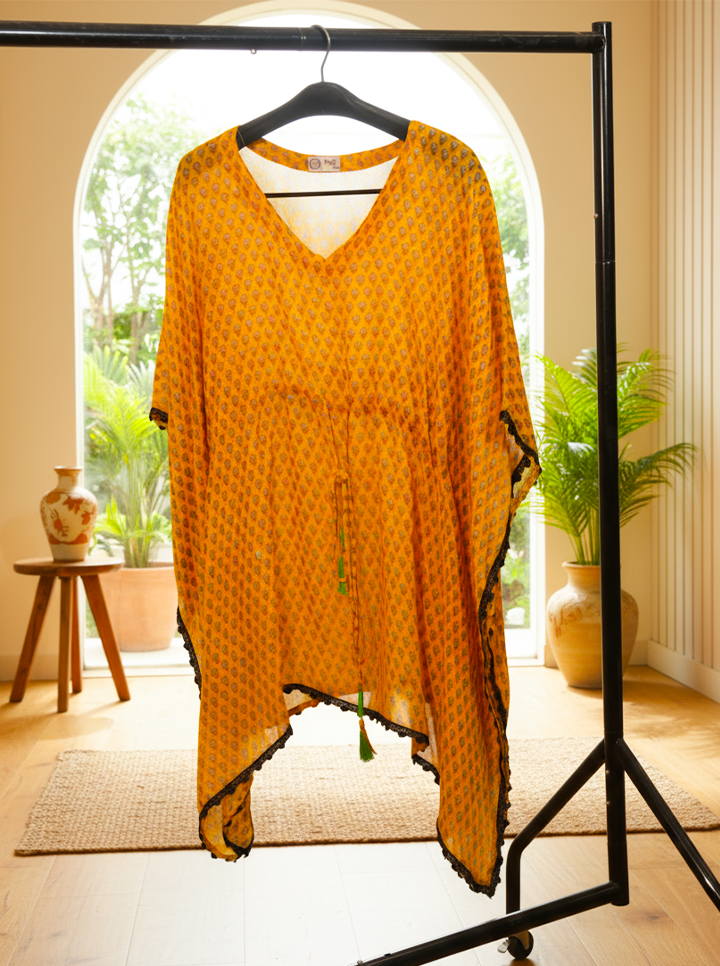 Sunlit Mustard Handcrafted Kaftan