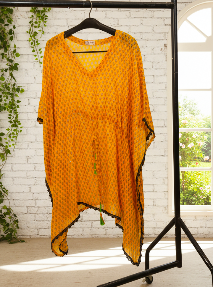 Sunlit Mustard Handcrafted Kaftan