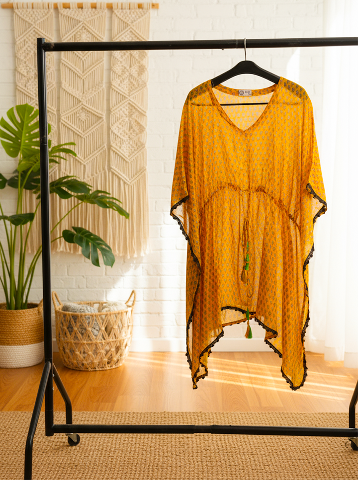 Sunlit Mustard Handcrafted Kaftan