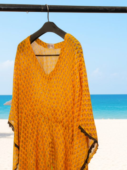 Sunlit Mustard Handcrafted Kaftan