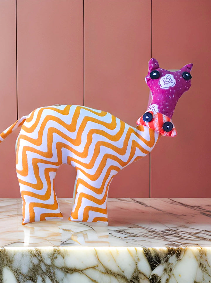 Handmade Cloth Toy Cow (Yellow Lining)