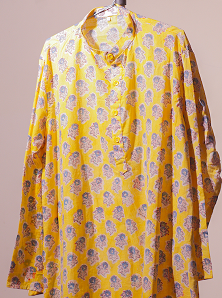 Handblock Printed Yellow Kurti – Bright, Bold & Breezy