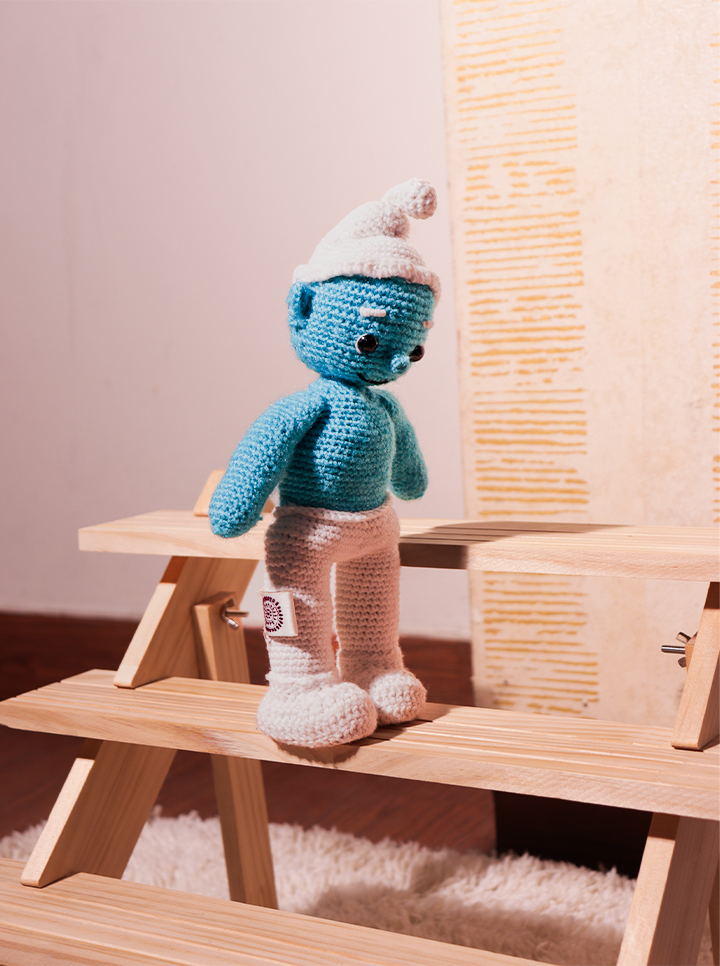 Handmade Crochet Smurf-Inspired Doll