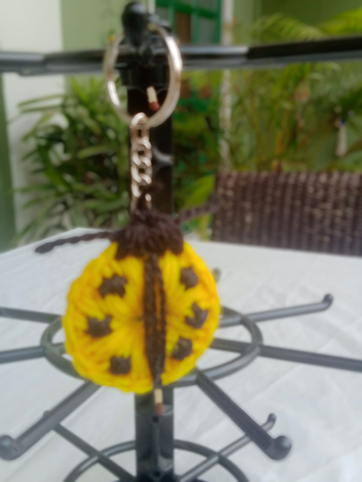 Handmade Crochet Ladybug Keychain – Yellow