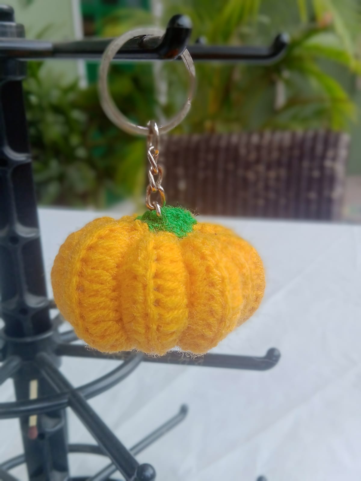 Handmade Crochet Pumpkin Keychain – Orange