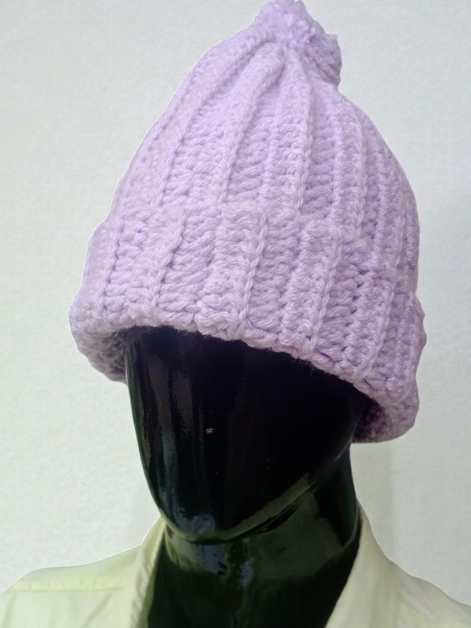 Handmade Lavender Ribbed Woolen Beanie Cap