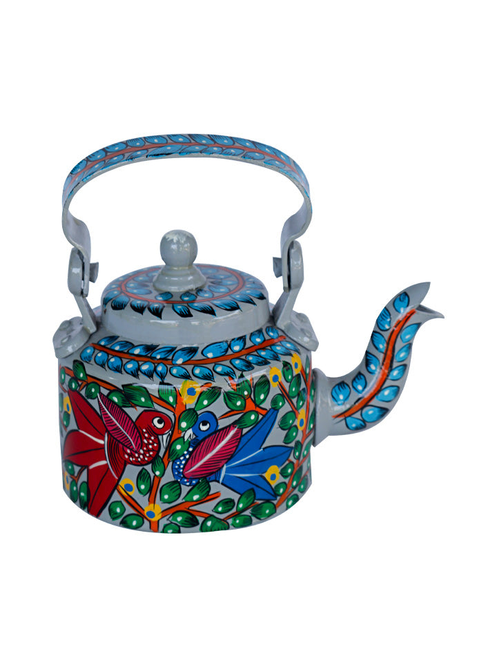 Hand Painted Aluminum Kettle (Grey)