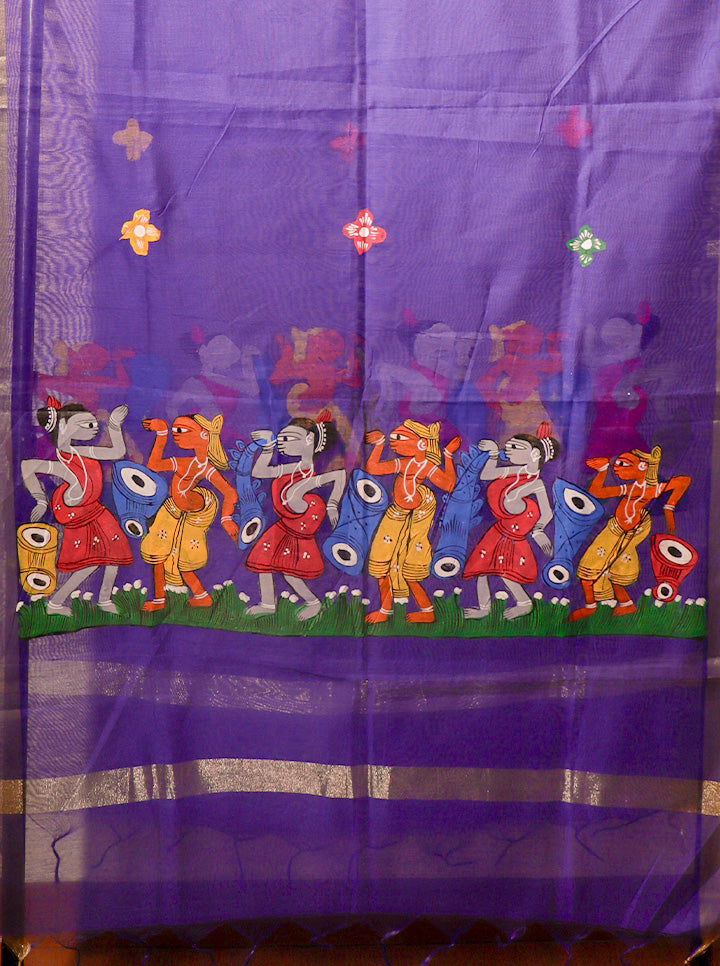 Pattachitra Handpainted Dupatta – Royal Blue